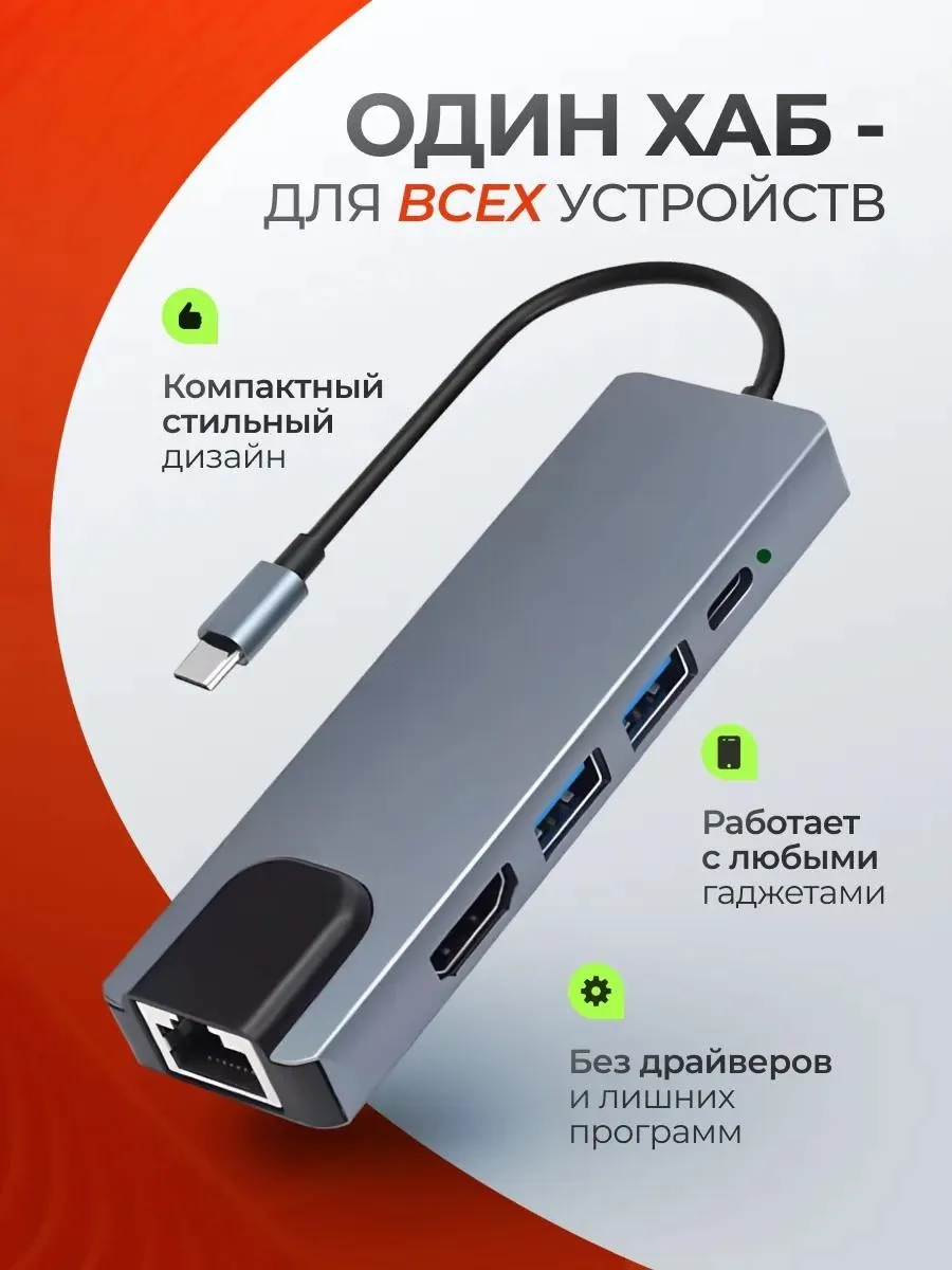 USB-C хаб Nexa 8 в 1 с HDMI и Ethernet — фото 2