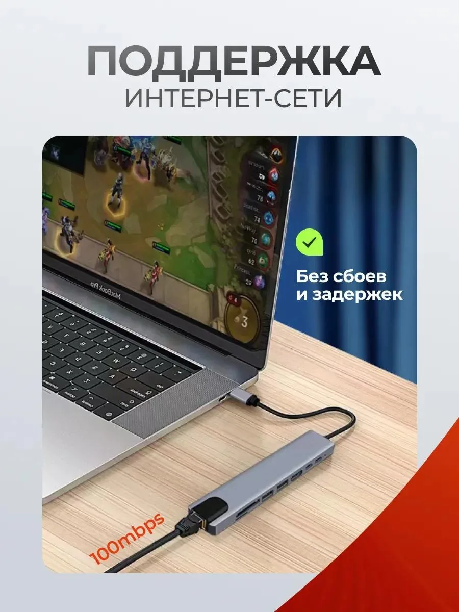 USB-C хаб Nexa 8 в 1 с HDMI и Ethernet — фото 5