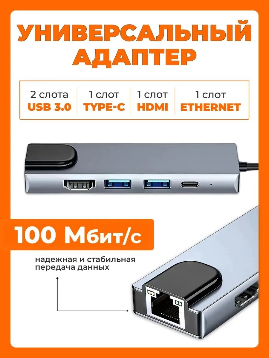 USB-C хаб Nexa 5 в 1 с HDMI и Ethernet — фото 4