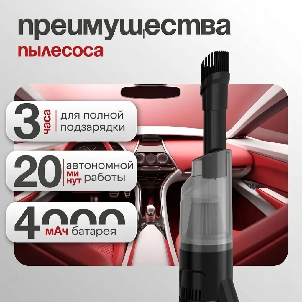 Беспроводной пылесос Nexa HQ-01 для авто и дома — фото 3